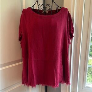 UMGEE red linen short sleeve blouse